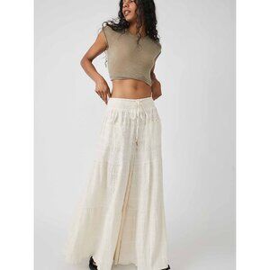 Free People Cream Wide Leg Pants